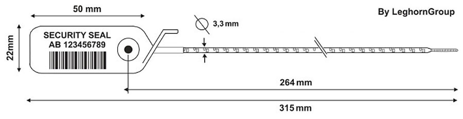 durchziehplombe adjust seal 3.3×315 mm technische zeichnung