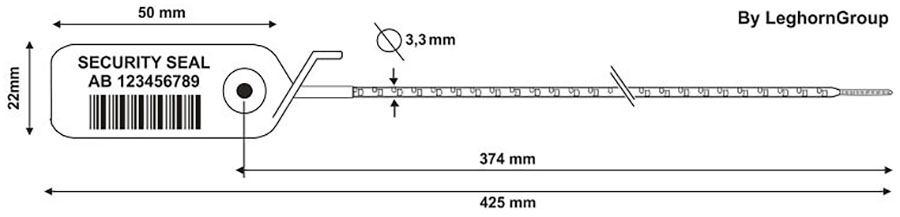 durchziehplombe adjust seal 3.3×425 mm technische zeichnung