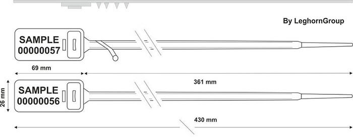durchziehplombe aus kunststoff hectorseal ww 7.5x430 mm technische zeichnung