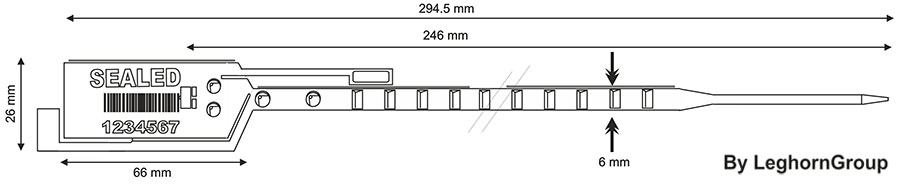 durchziehplombe simple seal 6×294 mm technische zeichnung