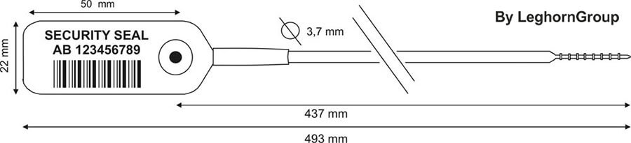 durchziehplomben jupiter 3.7×493 mm technische zeichnung