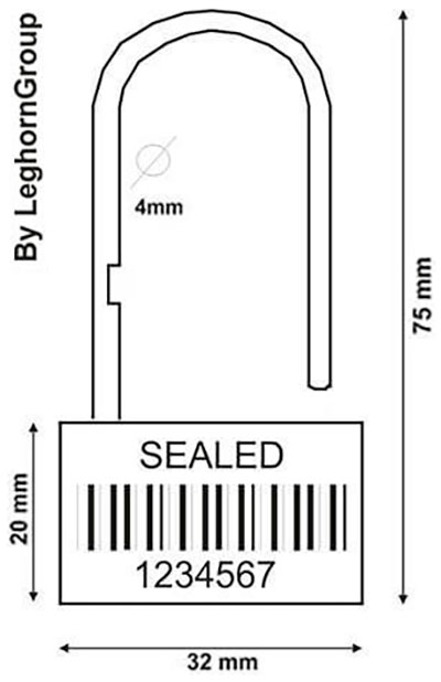 padlock plomben padlock seal 160-4 technische zeichnung