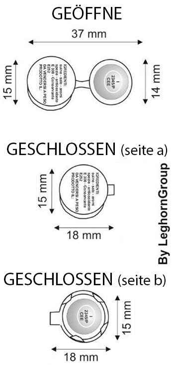 plombe roundcrimp 15×37 mm technische zeichnung